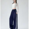 pantalon décontracté en dentelle noire pour femmes, taille haute, jambes larges, ample, nouveau style, pantalon sportif polyvalent, printemps été