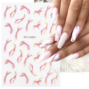 Autocollants pour ongles 3D en marbre rose, étiquettes adhésives, motif aquarelle, fleurs, feuilles, Art de manucure et de pédicure, LASTZ-SJ031 Autocollants pour ongles 3D en marbre rose, étiquettes adhésives, motif aquarelle, fleurs, feuilles, Art de manucure et de pédicure, LASTZ-SJ031