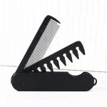 Peigne à cheveux pliant 2 en 1, peigne à barbe, conception à double dent, manche et brosse en plastique ABS durables, portable pour les voyages Peigne à cheveux pliant 2 en 1, peigne à barbe, conception à double dent, manche et brosse en plastique ABS durables, portable pour les voyages