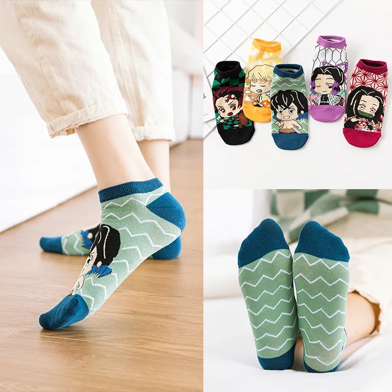 chaussettes courtes demon slayer kimetsu no yaiba, accessoires de cosplay anime, dessins animés kamado tanjirou kamado nezuko, chaussettes en coton hall chaussettes courtes demon slayer kimetsu no yaiba, accessoires de cosplay anime, dessins animés kamado tanjirou kamado nezuko, chaussettes en coton hall