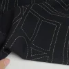 tissu imprimé noir ingent, vêtements respectueux de la peau, manteau de robe, lin et coton, matériel de bricolage, gril à coudre au mètre
