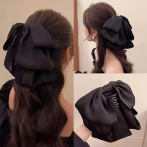 Pince à cheveux élégante avec nœud noir, pince à queue de cheval haute, ruban, pince à cheveux pour femmes et filles, grande pince à saisir, accessoires de coiffure Pince à cheveux élégante avec nœud noir, pince à queue de cheval haute, ruban, pince à cheveux pour femmes et filles, grande pince à saisir, accessoires de coiffure