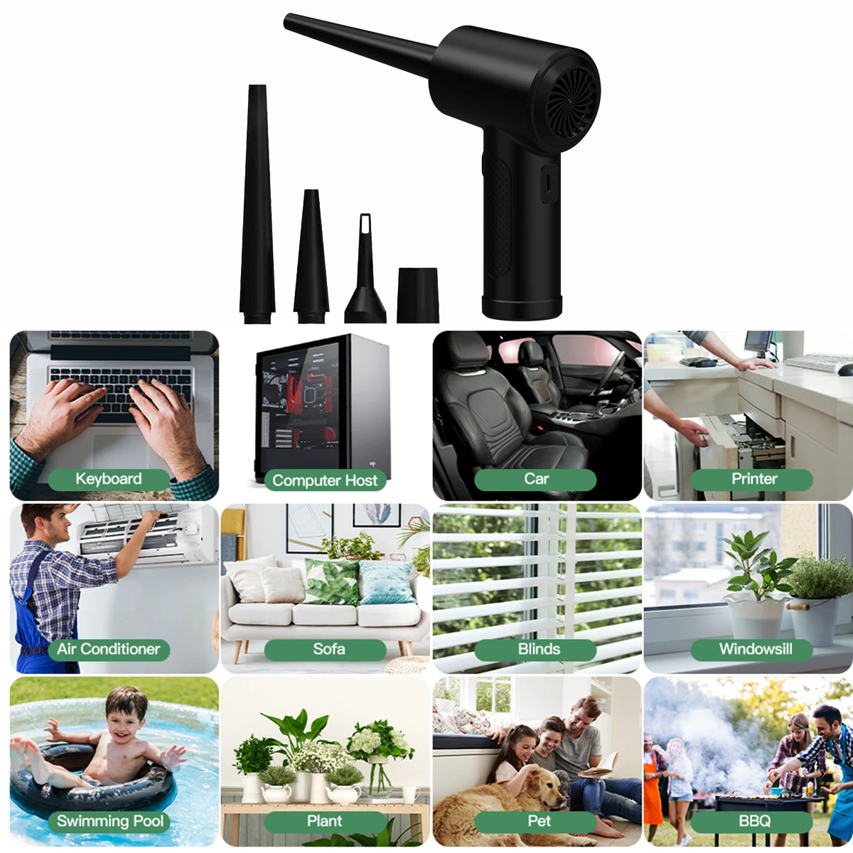 plumeau à air comprimé pour clavier d'ordinateur 51000 tr/min, mini nettoyeur électrique sans fil pour voiture, souffleur d'air sans fil plumeau à air comprimé pour clavier d'ordinateur 51000 tr/min, mini nettoyeur électrique sans fil pour voiture, souffleur d'air sans fil