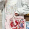sac à bandoulière transparent de style japonais, joli sac ita décontracté texturé couleur bonbon pour filles, sacs de rangement légers à bandoulière