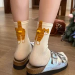 2 paires/1 paire de jolies chaussettes chat tabby 3D avec pattes de chat en bottes et cols de cloche-chaussettes longues chaudes d&rsquo;hiver pour hommes et femmes