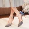  sandales creuses élégantes pour femmes, talons aiguilles à plateforme, avec nœud en perles, bride à la cheville détachable, talons de travail habillés, 2025 