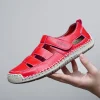 femmes sandales chaussures d'été à la main mode couture en cuir véritable bout couvert doux décontracté marche zapatos mujer plataforma