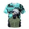 kakashi t shirt à manches courtes pour hommes, impression 3d naraa, sasuke, anime respzed, garçons, filles, vêtements pour hommes