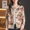 cardigan tricoté pour femmes, pull court, veste, vêtements d'extérieur, haut jacquard à col rond, nouvelle et à la mode, printemps et automne 2025