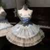 robe lolita cosplay de style japonais kawaii pour femmes, vintage, en dentelle douce, avec nœud, à volants, robes de gâteau, harajuku y2k, robe à bandes slim