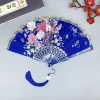 Éventail pliant en soie vintage de style chinois, artisanat d'art japonais fait à la main, décorations pour la maison, éventail de danse à main, fans de décoration de salle