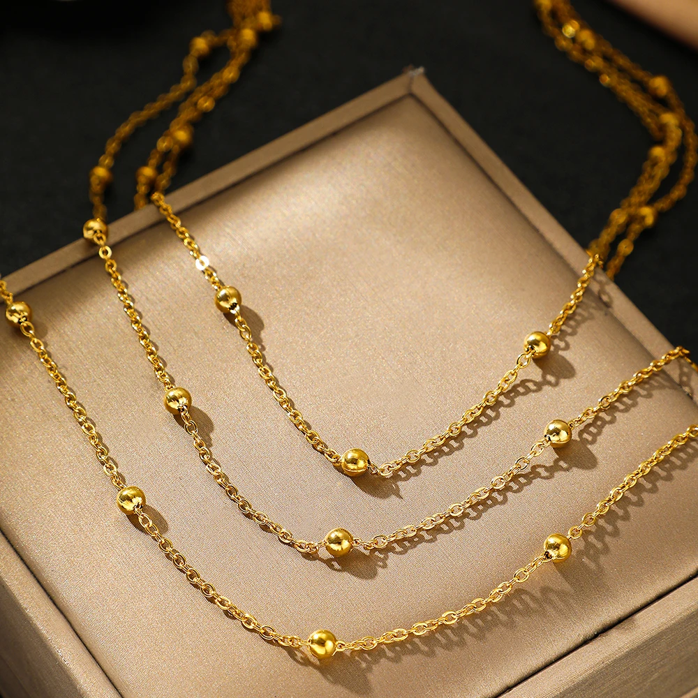 collier en acier inoxydable pour femmes, nouvelle atmosphère haut de gamme, perles délicates, chaîne multicouche en os, bijoux cadeaux de fête collier en acier inoxydable pour femmes, nouvelle atmosphère haut de gamme, perles délicates, chaîne multicouche en os, bijoux cadeaux de fête