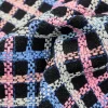 tissu tweed en coton pour manteau, ligne multicolore, carreaux noirs, bricolage