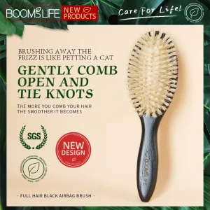 Brosse à cheveux en poils de sanglier doux pour femmes, peigne de Massage du cuir chevelu, manche en bois de chêne américain, outil de soins pour cheveux longs et bouclés Brosse à cheveux en poils de sanglier doux pour femmes, peigne de Massage du cuir chevelu, manche en bois de chêne américain, outil de soins pour cheveux longs et bouclés