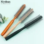 Manche en bois dents en Nylon brosse circulaire peigne à rouleau bouclé racine de cheveux moelleux cheveux raides peigne multifonctionnel pour hommes et femmes