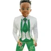 costumes formels blancs à fleurs pour garçons, tenue de mariage à col montant, tuxedos pour enfants, costume de fête 3 pièces (veste + gilet + pantalon)