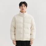 2025 nouveaux hommes col montant Robe en coton Simple couleur unie Robe de pain ample chaud coton manteau manteau disponible en cinq couleurs