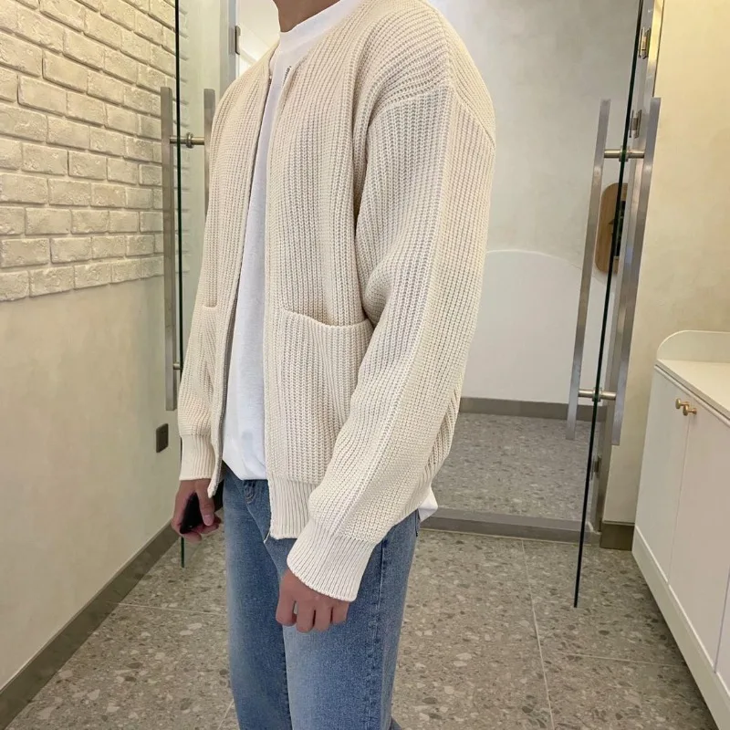 cardigan à manches longues avec fermeture éclair pour hommes, haut pull, tricots, veste, vêtements d'extérieur, automne, hiver, tout manteau, vêtements y2k, ins cardigan à manches longues avec fermeture éclair pour hommes, haut pull, tricots, veste, vêtements d'extérieur, automne, hiver, tout manteau, vêtements y2k, ins