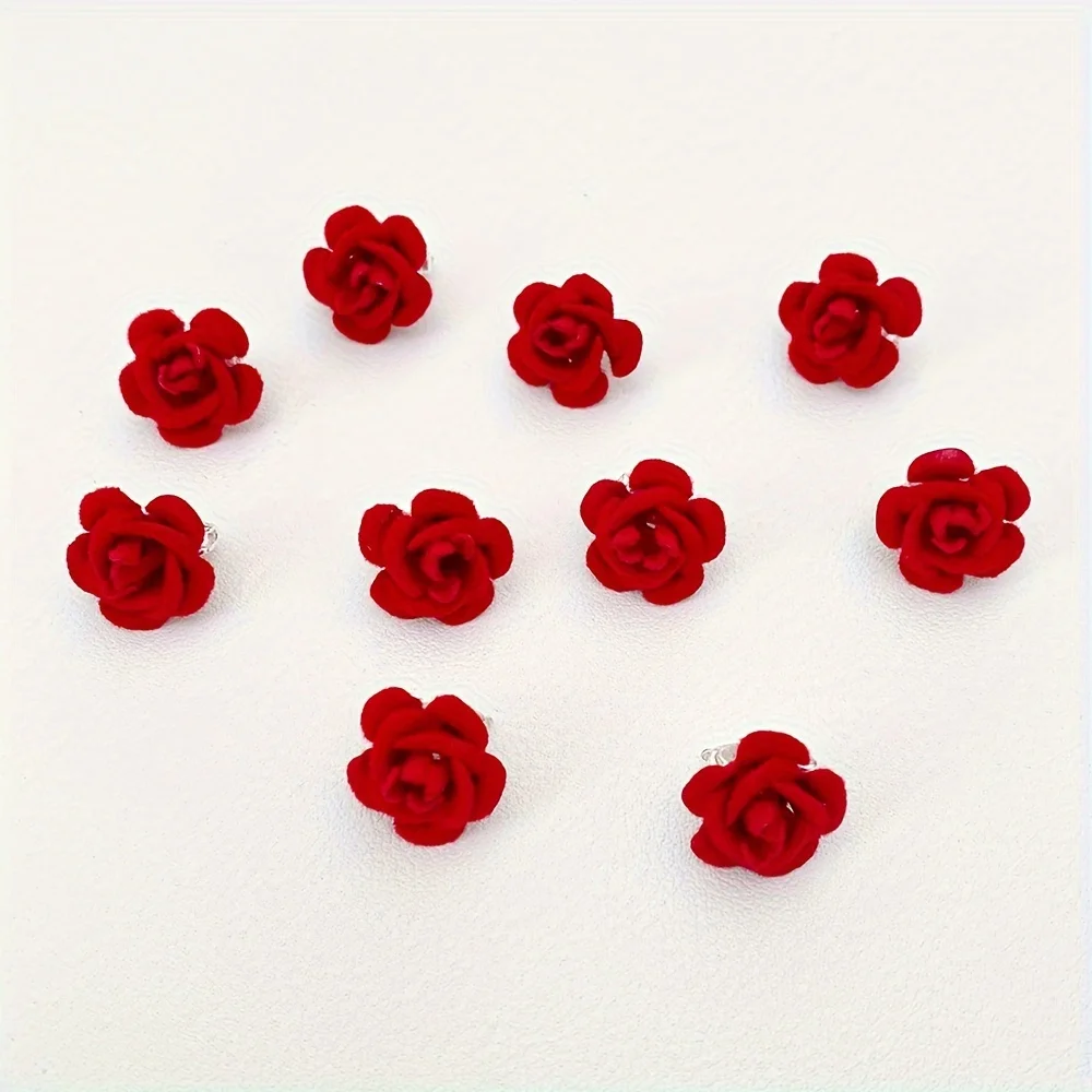 10 pièces d'épingles à cheveux à fleurs rouges adaptées aux filles 10 pièces d'épingles à cheveux à fleurs rouges adaptées aux filles