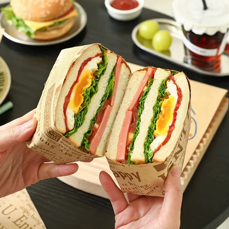 papier d'emballage alimentaire huilé, 100 pièces, 12 pièces, accessoire pour sandwich, hamburger, frites, plaque en polymère, enduit pe papier d'emballage alimentaire huilé, 100 pièces, 12 pièces, accessoire pour sandwich, hamburger, frites, plaque en polymère, enduit pe