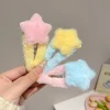 Pince à cheveux étoile en peluche de Style minimaliste, ornement de coiffure, épingles à cheveux BB, accessoires pour cheveux, Barrettes moelleuses douces pour fête