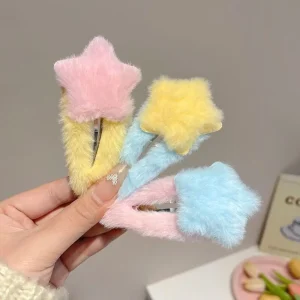 Pince à cheveux étoile en peluche de Style minimaliste, ornement de coiffure, épingles à cheveux BB, accessoires pour cheveux, Barrettes moelleuses douces pour fête