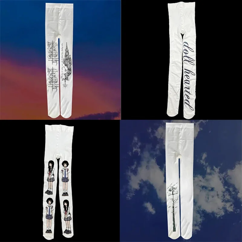 collants y2k imprimés à motif punk rock, bas sexy, chaussettes imprimées pour femmes, style doux et cool, collants japonais quatre saisons collants y2k imprimés à motif punk rock, bas sexy, chaussettes imprimées pour femmes, style doux et cool, collants japonais quatre saisons