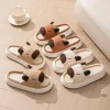 pantoufles antidérapantes capybara de dessin animé, chaussures de maison, pantoufles en lin capybara, semelle épaisse kawaii, diapositives en lin pour femmes