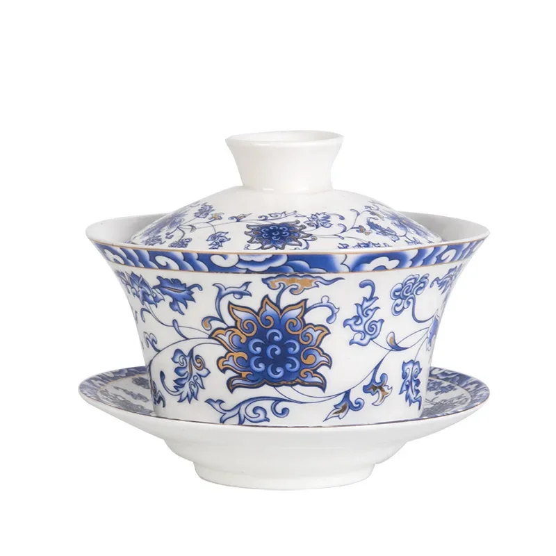 grande tasse de théière en céramique gaiwan de porcelaine d'os de 300ml avec soucoupe bol à thé peint à la main tureens ensemble de cérémonie de kung fu chinois grande tasse de théière en céramique gaiwan de porcelaine d'os de 300ml avec soucoupe bol à thé peint à la main tureens ensemble de cérémonie de kung fu chinois