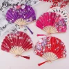 Éventail pliant en soie de style chinois japonais, éventail de mariage, cadeaux artistiques, éventail à main de danse, éventail de fleurs pliable en bambou vintage