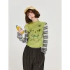 harajuku rayé t shirts femmes vintage streetwear imprimé patchwork culture hauts automne y2k grunge à manches longues mince conception t shirts nouveau