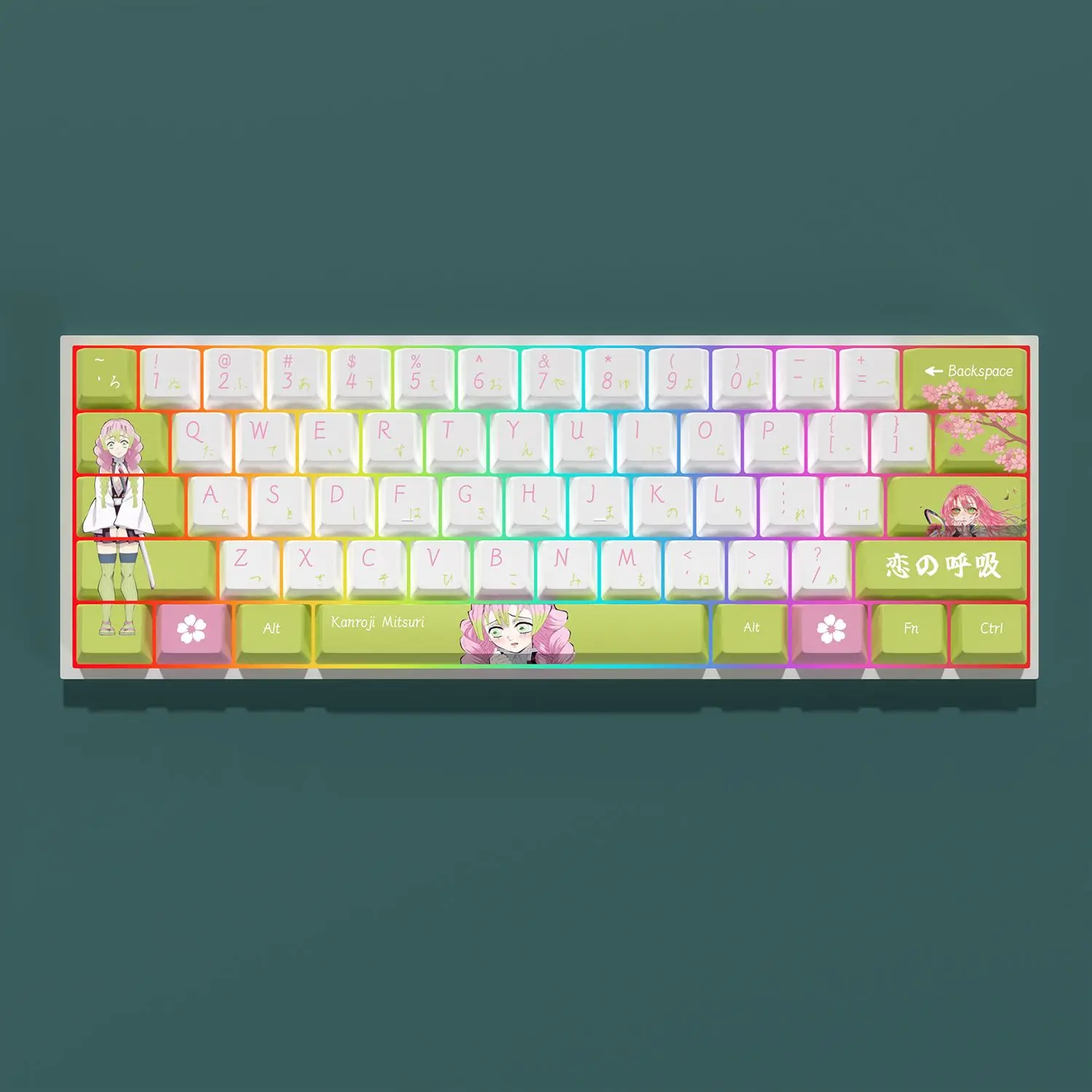 capuchons de touches de clavier mécanique, thème demon slayer, kanroji mitsuri, original, pbt, colorant sub, personnalité créative, axe adapté capuchons de touches de clavier mécanique, thème demon slayer, kanroji mitsuri, original, pbt, colorant sub, personnalité créative, axe adapté