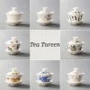Soupière et bols en porcelaine blanche céramique Gaiwan tasse à thé Kung Fu service à thé cadeau offre spéciale poterie bol couvercle bleu et blanc