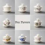 Soupière et bols en porcelaine blanche céramique Gaiwan tasse à thé Kung Fu service à thé cadeau offre spéciale poterie bol couvercle bleu et blanc Soupière et bols en porcelaine blanche céramique Gaiwan tasse à thé Kung Fu service à thé cadeau offre spéciale poterie bol couvercle bleu et blanc