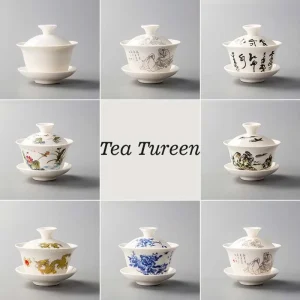 Soupière et bols en porcelaine blanche céramique Gaiwan tasse à thé Kung Fu service à thé cadeau offre spéciale poterie bol couvercle bleu et blanc