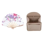 A36T-bandeur à main pliable de Style japonais imprimé de fleurs de bambou avec sac à dos en feutre, sac de rangement organisateur d’insertion (kaki foncé) A36T-bandeur à main pliable de Style japonais imprimé de fleurs de bambou avec sac à dos en feutre, sac de rangement organisateur d’insertion (kaki foncé)