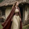 joukavor renaissance cape à capuche cape en lin médiévale avec capuche pour femme et homme