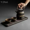 Poêle à thé chaude en poterie grossière, style japonais, fait à la main, chauffe-thé vintage, théière en céramique, service à thé Kung Fu, service à thé chaud