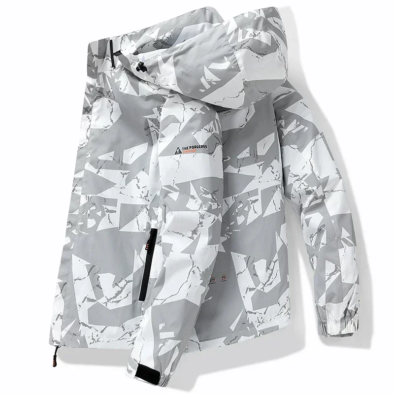 Veste d’automne pour hommes, mode coréenne, manteau ample et imperméable à capuche, fonction de loisirs en plein air, veste camouflage de Camping, vêtements de travail pour hommes, 2024 Veste d’automne pour hommes, mode coréenne, manteau ample et imperméable à capuche, fonction de loisirs en plein air, veste camouflage de Camping, vêtements de travail pour hommes, 2024