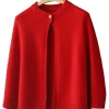 Ceinz-Poncho Cape en Laine pour Femme, Un Bouton, Décontracté, Doux, Rond, Chaud, 100% Pure Laine, Accessoires Cardigan, Manteaux Confortables à la Mode