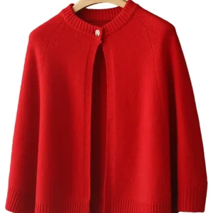 Ceinz-Poncho Cape en Laine pour Femme, Un Bouton, Décontracté, Doux, Rond, Chaud, 100% Pure Laine, Accessoires Cardigan, Manteaux Confortables à la Mode