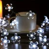 guirlande lumineuse led en fleurs de cerisier, guirlande lumineuse d'extérieur à énergie solaire, pour jardin de fleurs, décoration de pelouse de noël et d'halloween