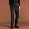 pantalon tombant britannique bleu marine, tendance et à la mode pour hommes, pantalon de costume d'affaires droit décontracté conique