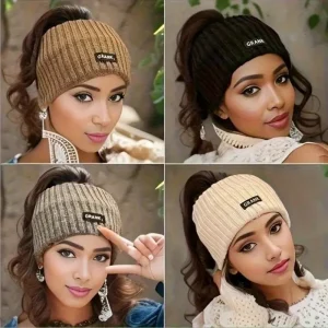 Femmes hiver large bandeau couleur unie tricoté chaud bandeau filles Punk élastique chapeaux sport bandes de cheveux accessoires