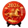 Peintures décoratives de l’année du cheval, ornement rond en bois, cadre Photo, décorations porte-bonheur, ornement de bureau amusant pour le bureau Peintures décoratives de l’année du cheval, ornement rond en bois, cadre Photo, décorations porte-bonheur, ornement de bureau amusant pour le bureau