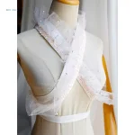 Femmes élégantes dentelle à volants perles perlées Faux col doux Kimono col robe col doublure Kimono ceinture accessoires