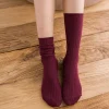 1 paire de chaussettes coréennes pour femmes, nouvelles chaussettes amples en coton, couleur unie, automne hiver, tricot rétro, bas pour étudiantes filles