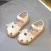 sandales princesse pour enfants, nouvelle mode d'été 2025, style coréen, fond souple, antidérapant, découpes polyvalentes, chaussure douce