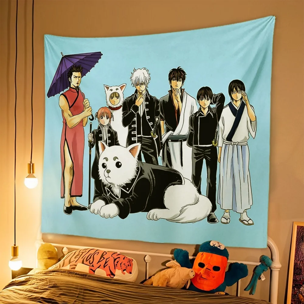 tapisserie de dessin animé japonais gintama, tissu de fond pour dortoir d'étudiants, décoration de chevet de chambre à coucher, tapisserie suspendue pour maison de location, 1 pièce tapisserie de dessin animé japonais gintama, tissu de fond pour dortoir d'étudiants, décoration de chevet de chambre à coucher, tapisserie suspendue pour maison de location, 1 pièce
