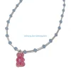 collier avec pendentif en perles, doux cool, petit ours mignon, chaîne collier couple, 573b